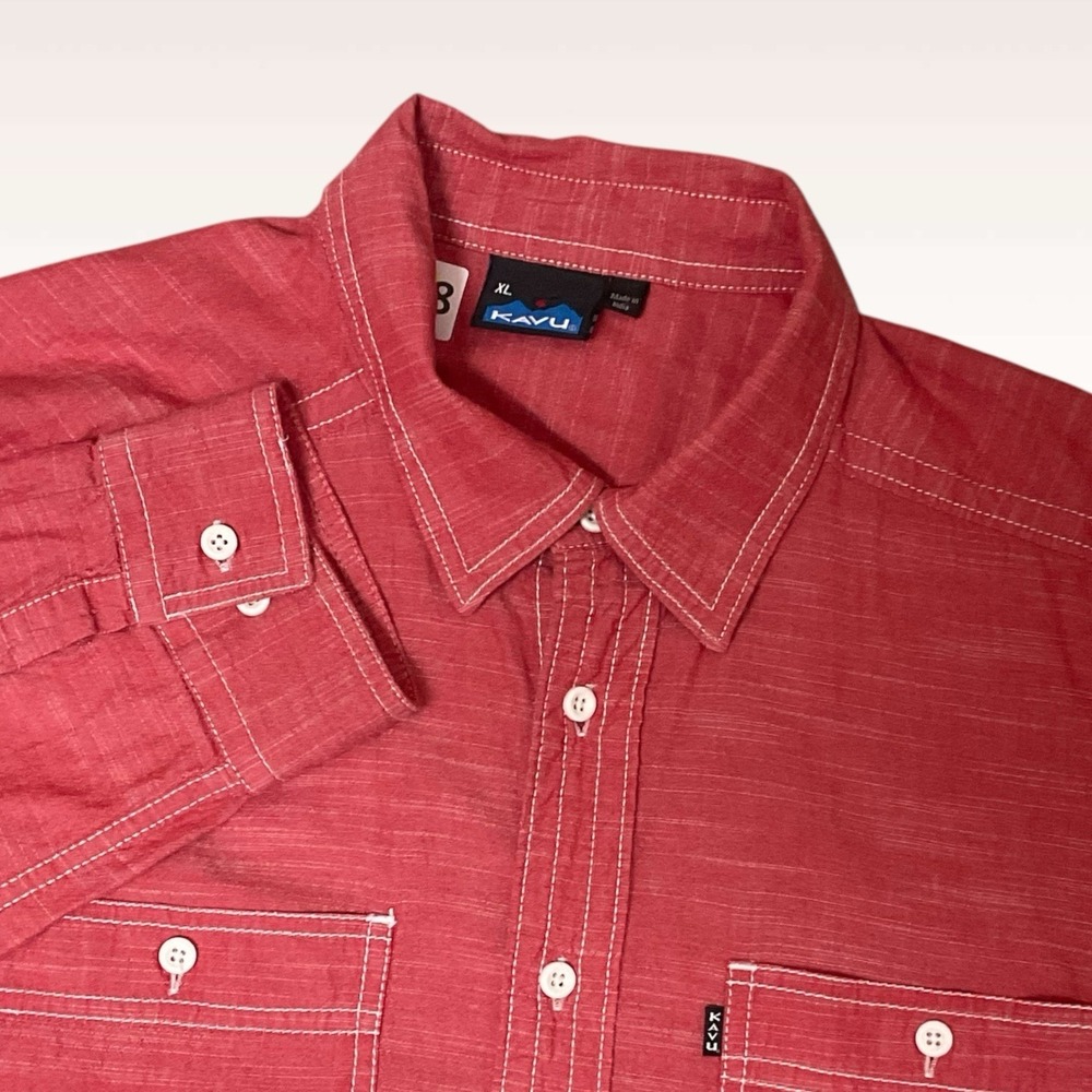 Kavu Button‎ Up Long Sleeve Casual Shirt Men's XL  Pink Cotton